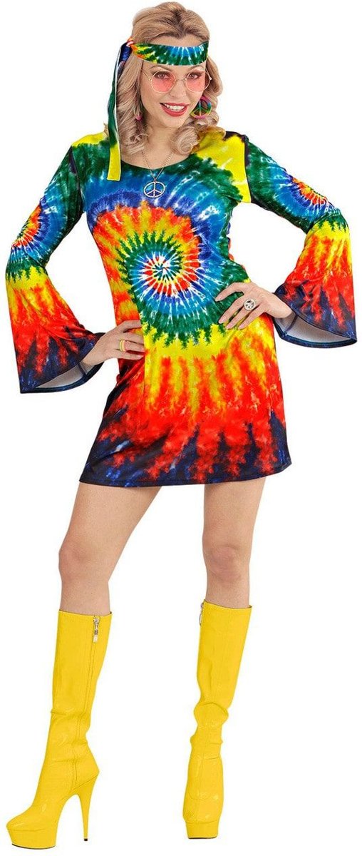 Hippie Kostuum | Psychedelische Tie Dye Hippie | Vrouw | Large | Carnaval kostuum | Verkleedkleding